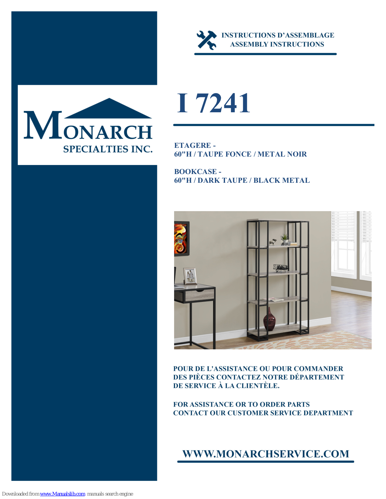 Monarch Specialties I 7241 Assembly Instructions Manual