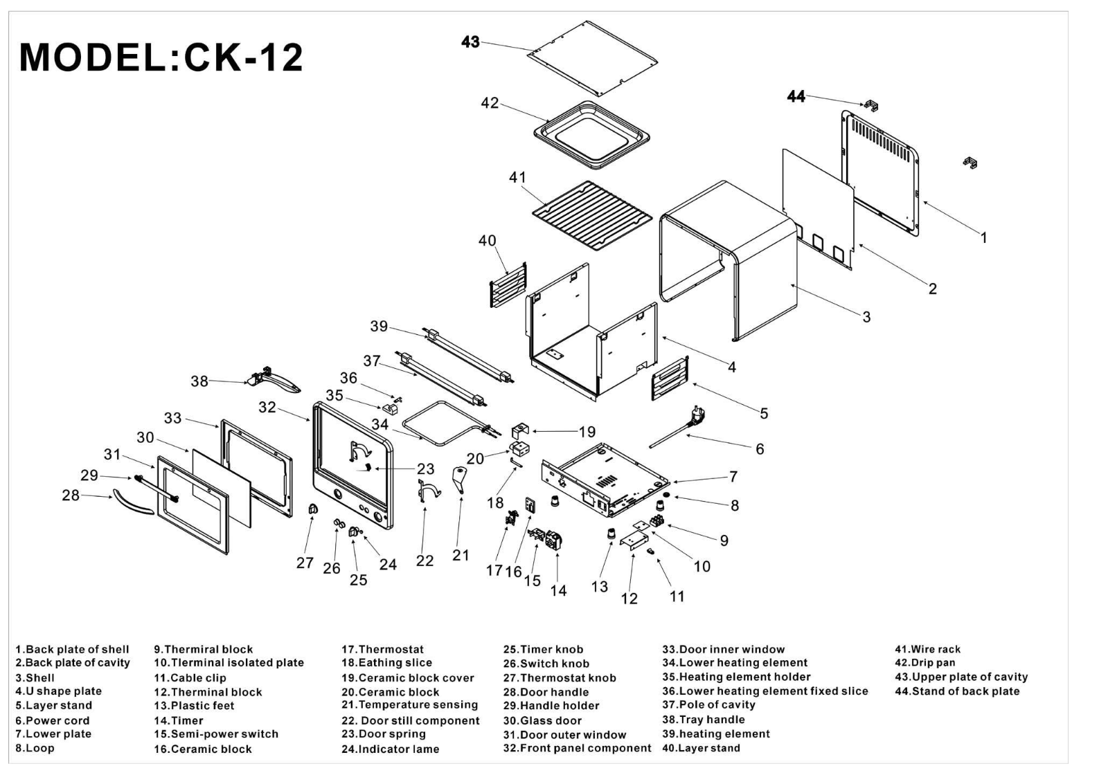 BORK CK-12 Spare Parts List