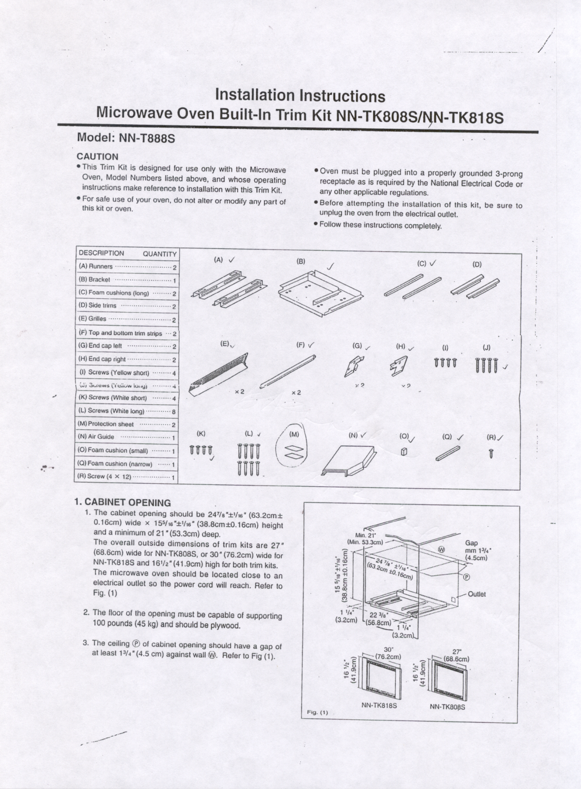 Panasonic nn-tk808 Operation Manual