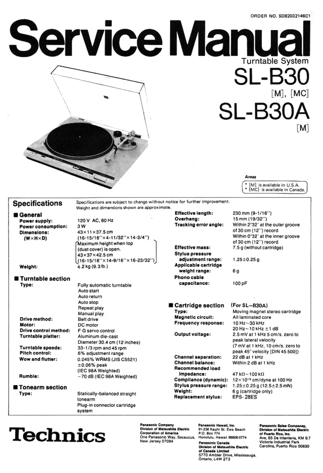 Technics SL-B-30-A Service Manual
