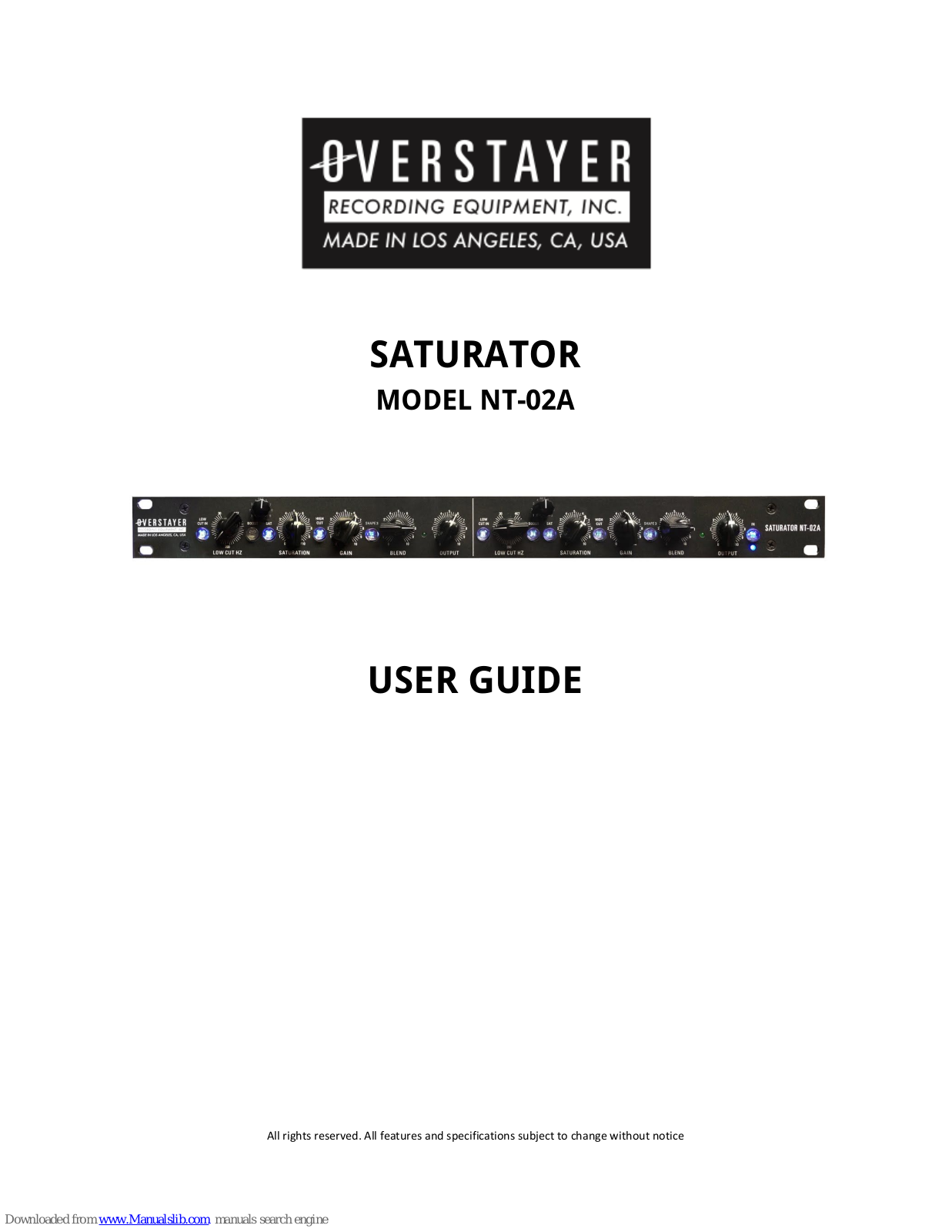 Overstayer SATURATOR NT-02A User Manual