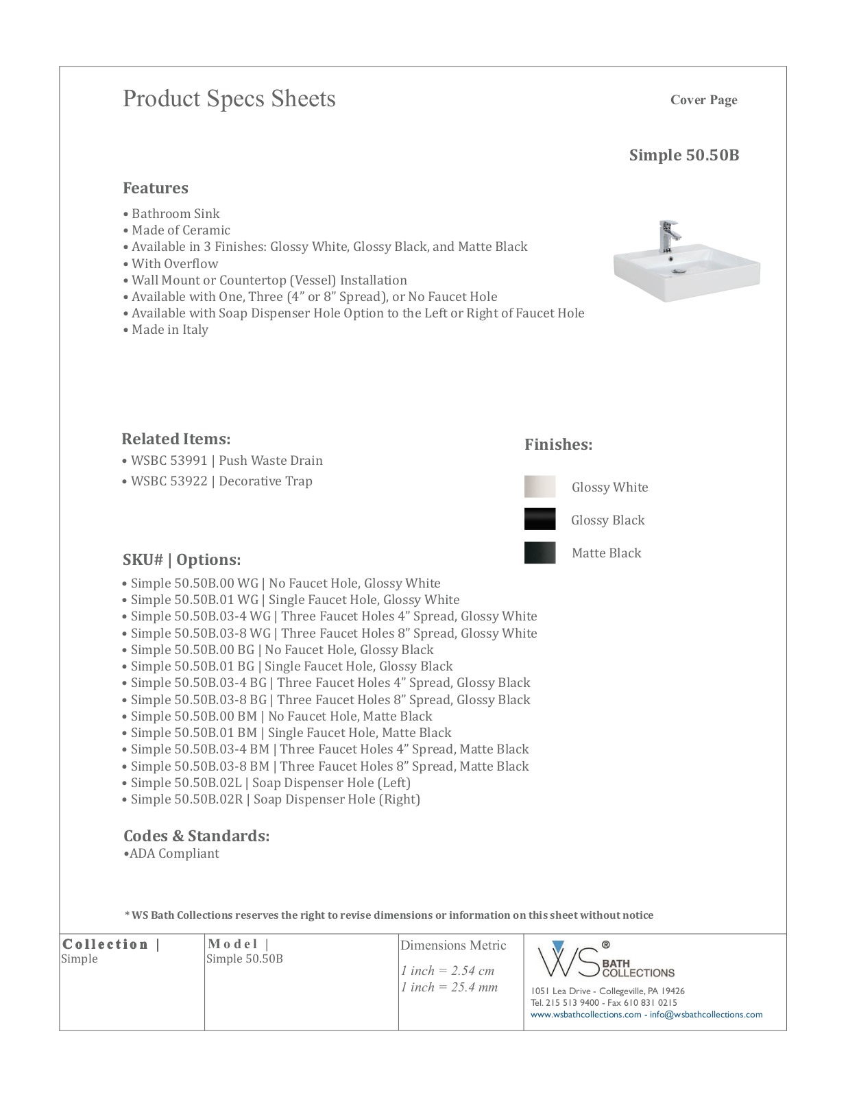 WS Bath Collections WSO3137 Specifications - ManualMachine.com