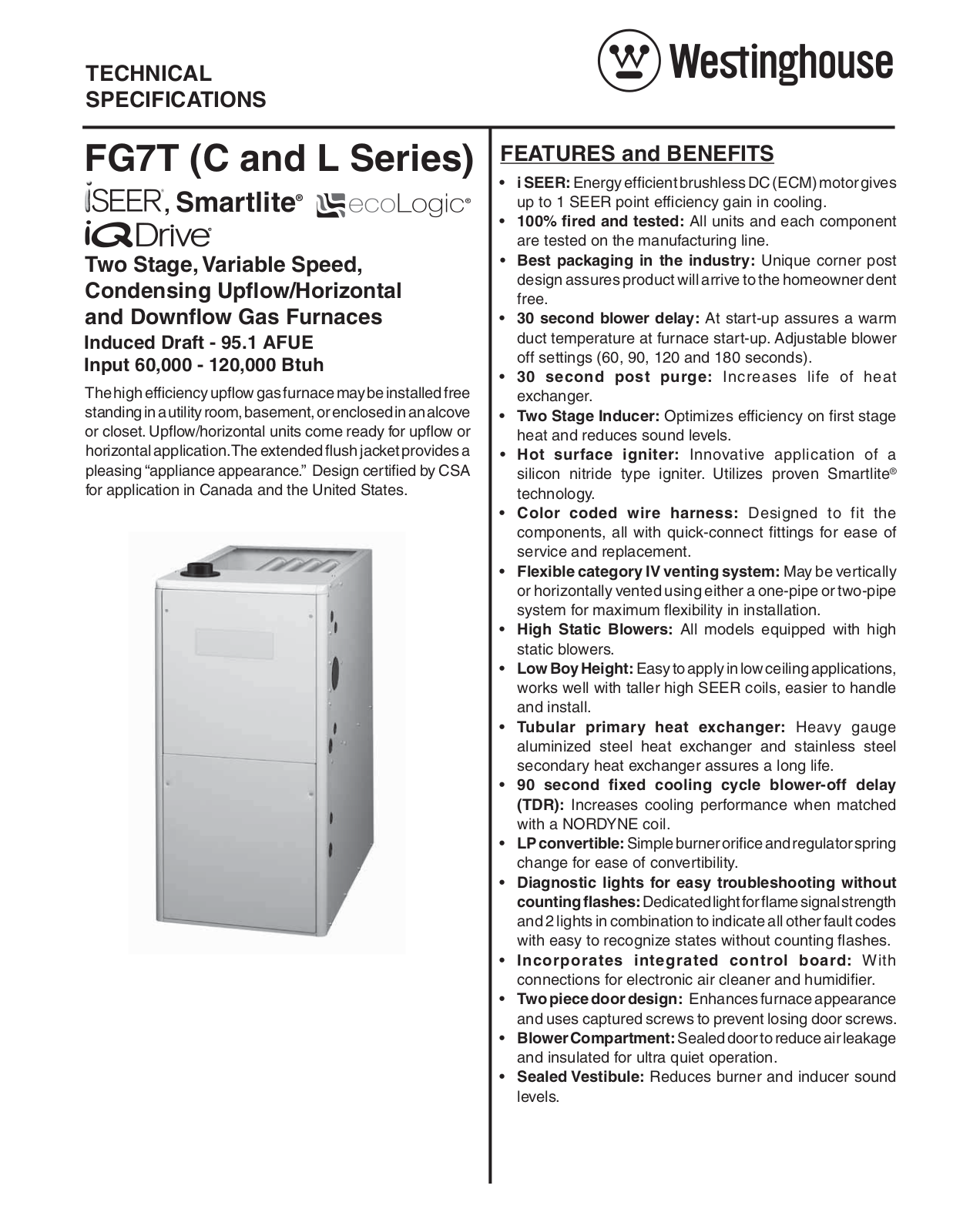 Westinghouse FG7TC, FG7TL Technical Literature