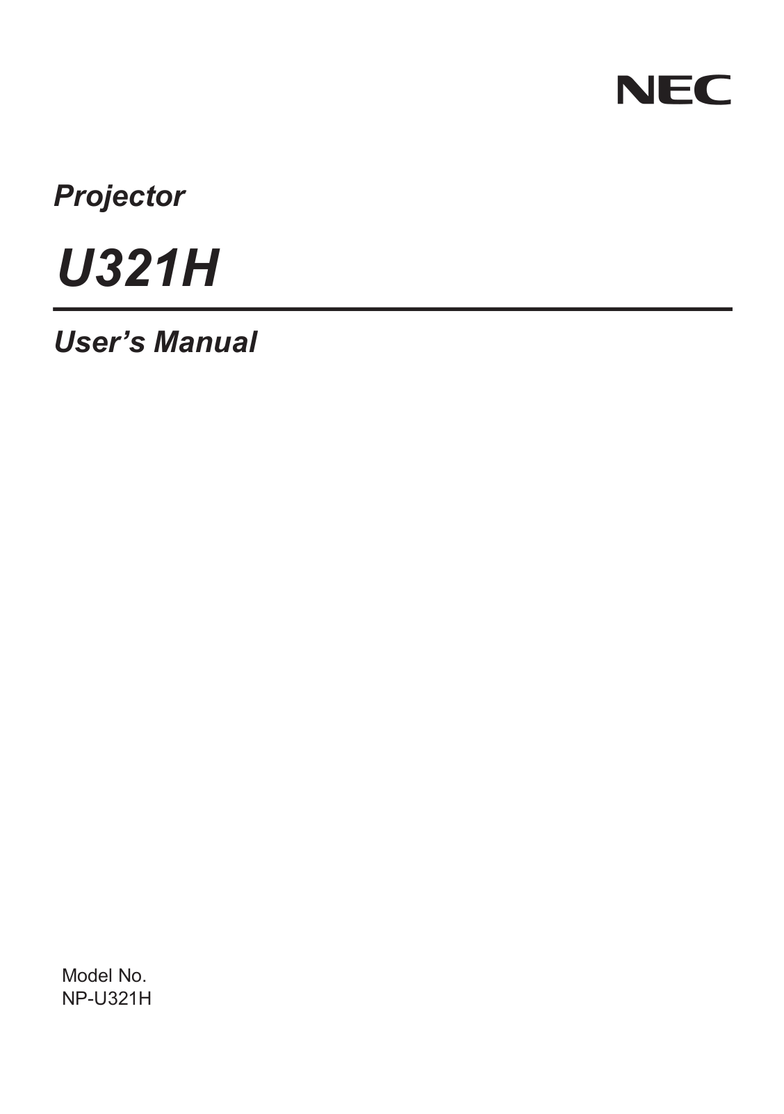 NEC U321Hi-TM, U321Hi-WK, U321H-WK, U321H User Manual