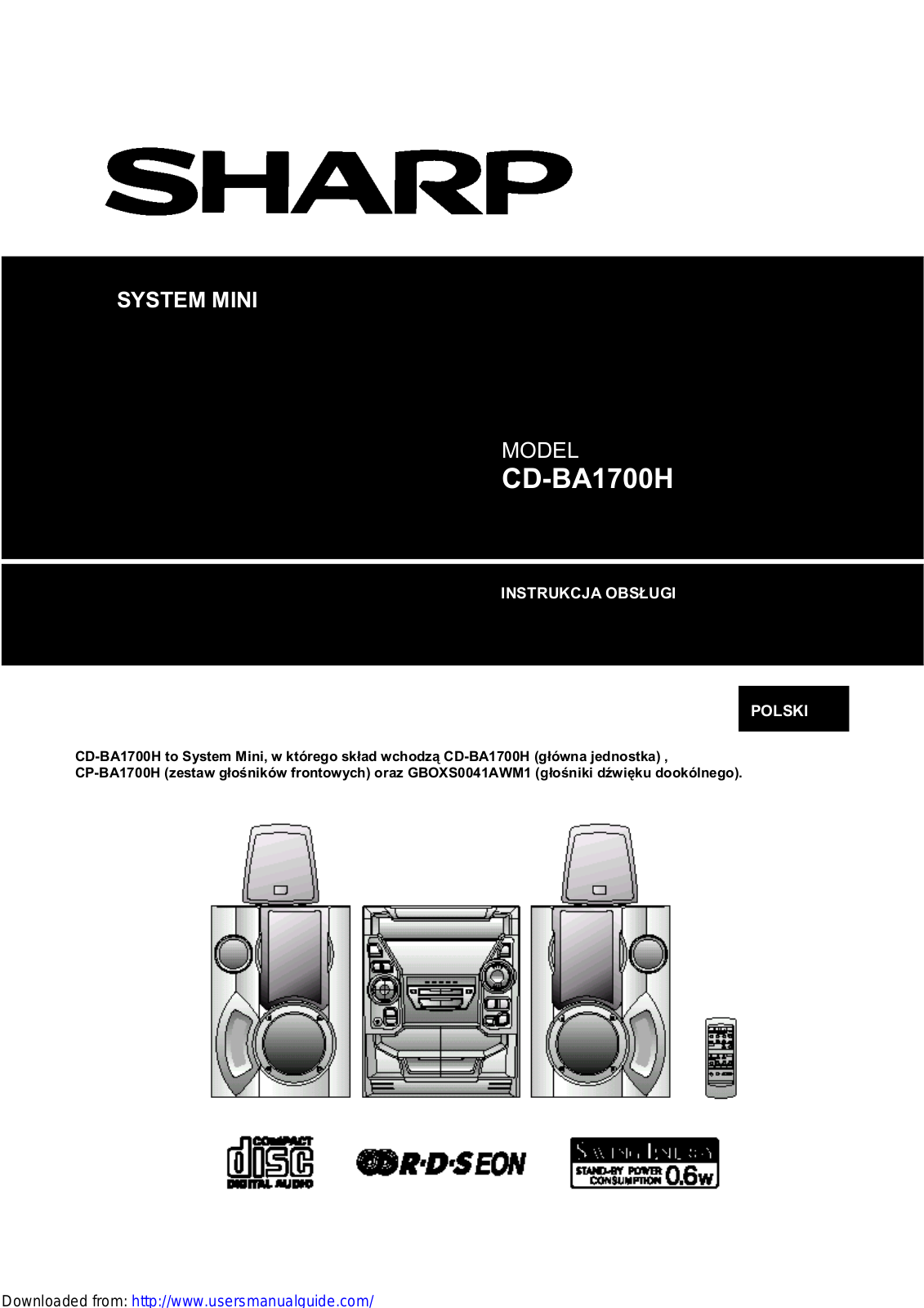 SHARP CD-BA1700H User Manual