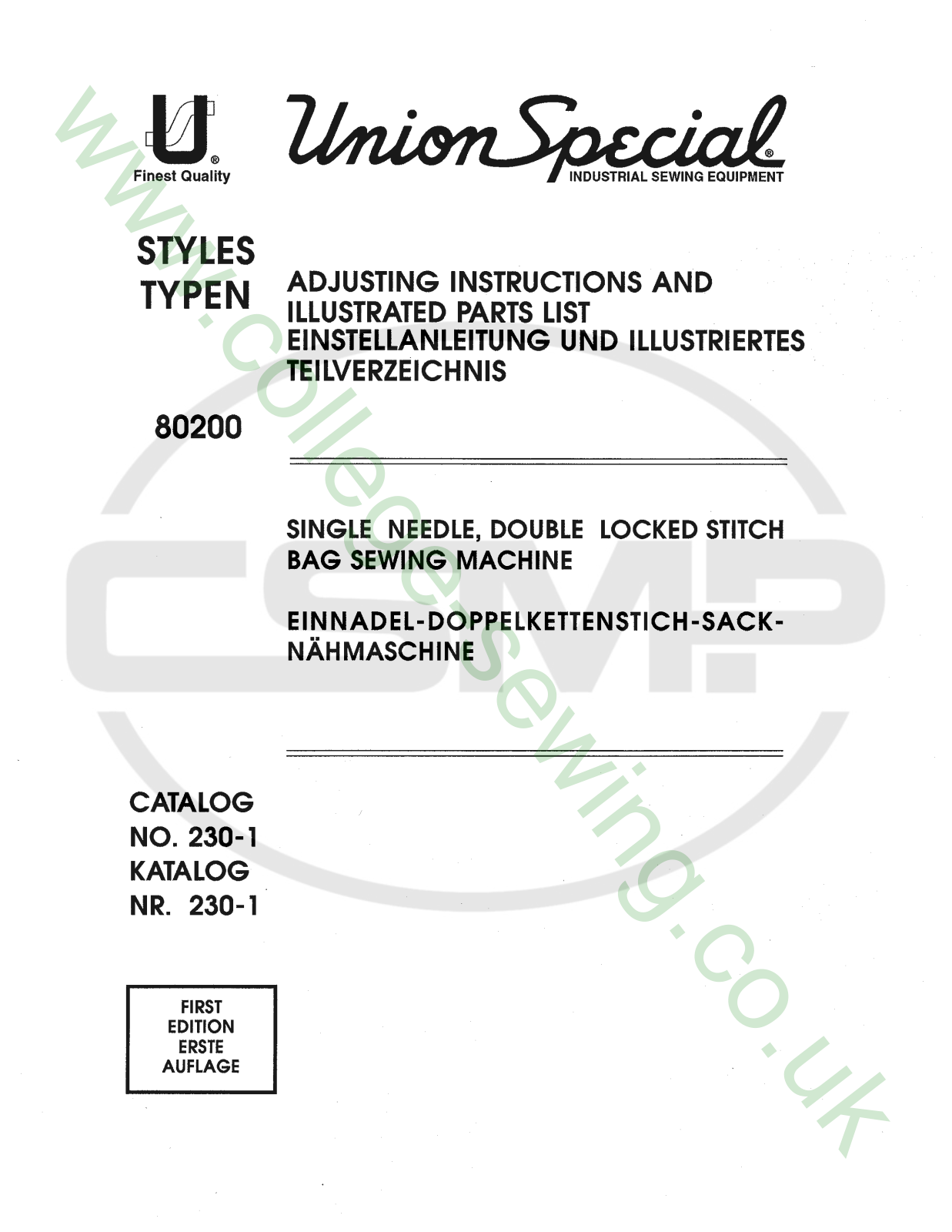 Union Special 230-1 Parts Book