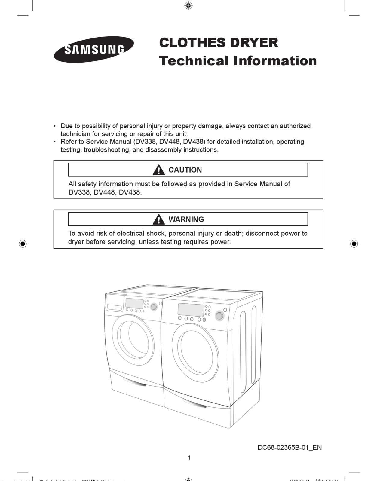 Samsung DV338 series Technical Information