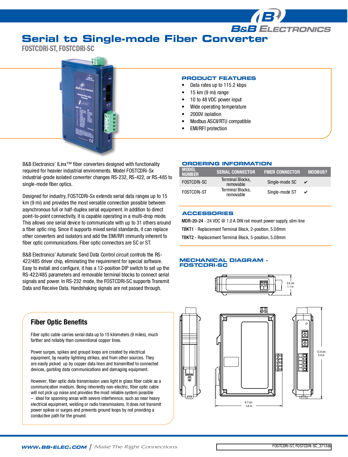 B&B Electronics FOSTCDRI-ST Datasheet