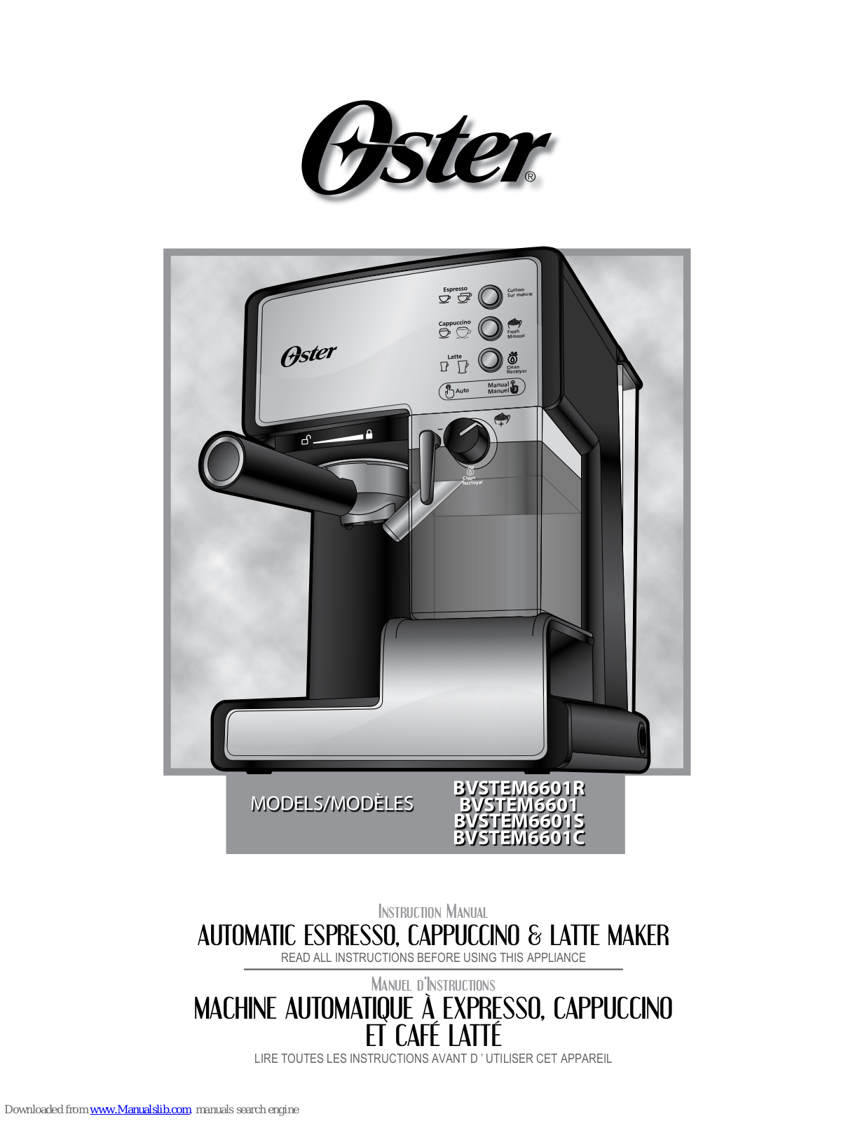 Oster BVSTEM6601R, BVSTEM6601, BVSTEM6601S, BVSTEM6601C Instruction Manual