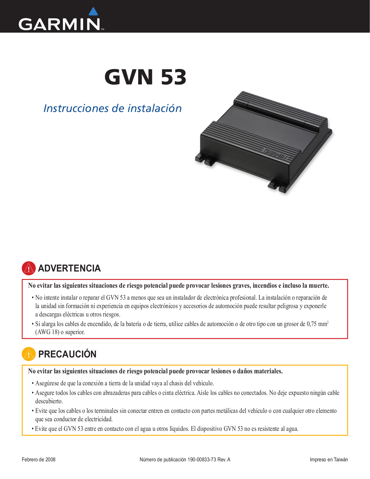 Garmin GVN 53 Installation manual