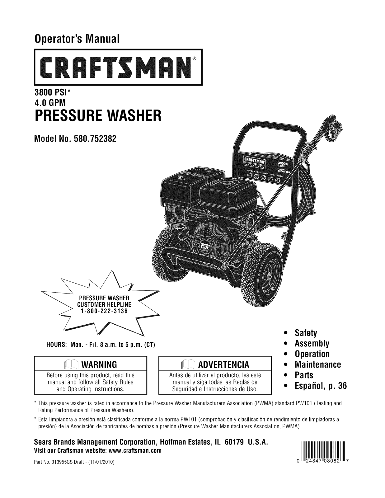 Briggs & Stratton 580752382, 020361-2 Owner’s Manual