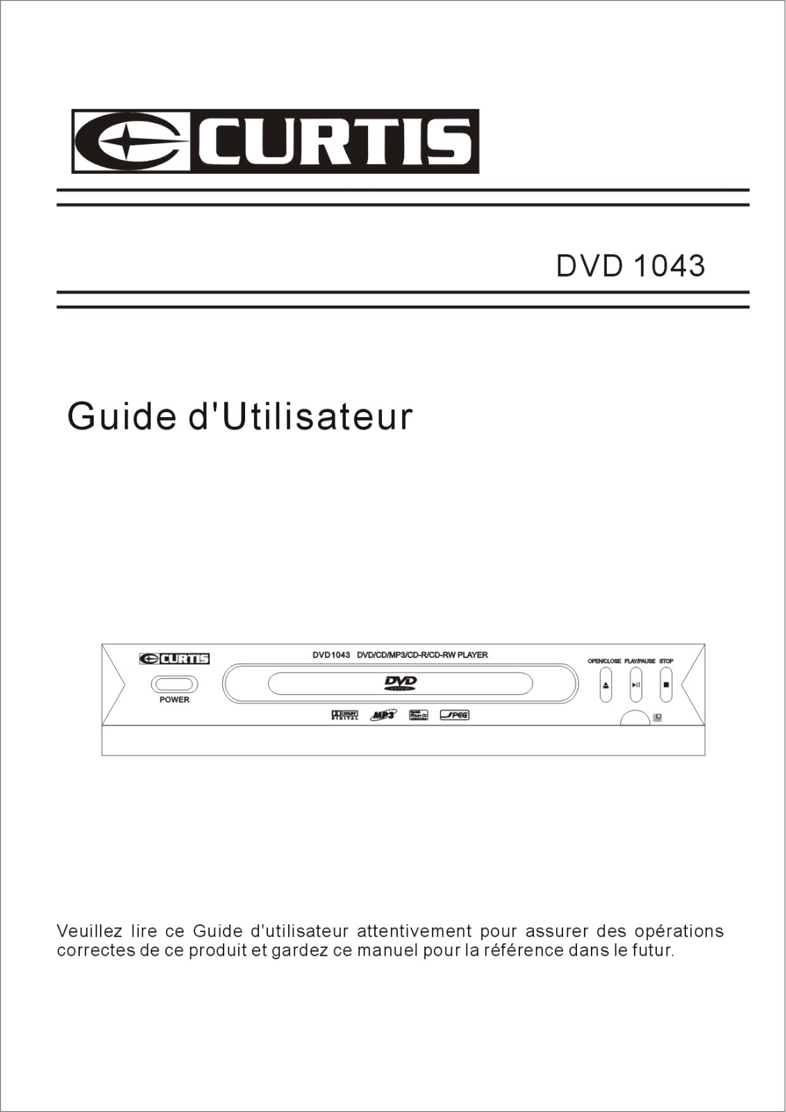 CURTIS DVD1043 User Manual