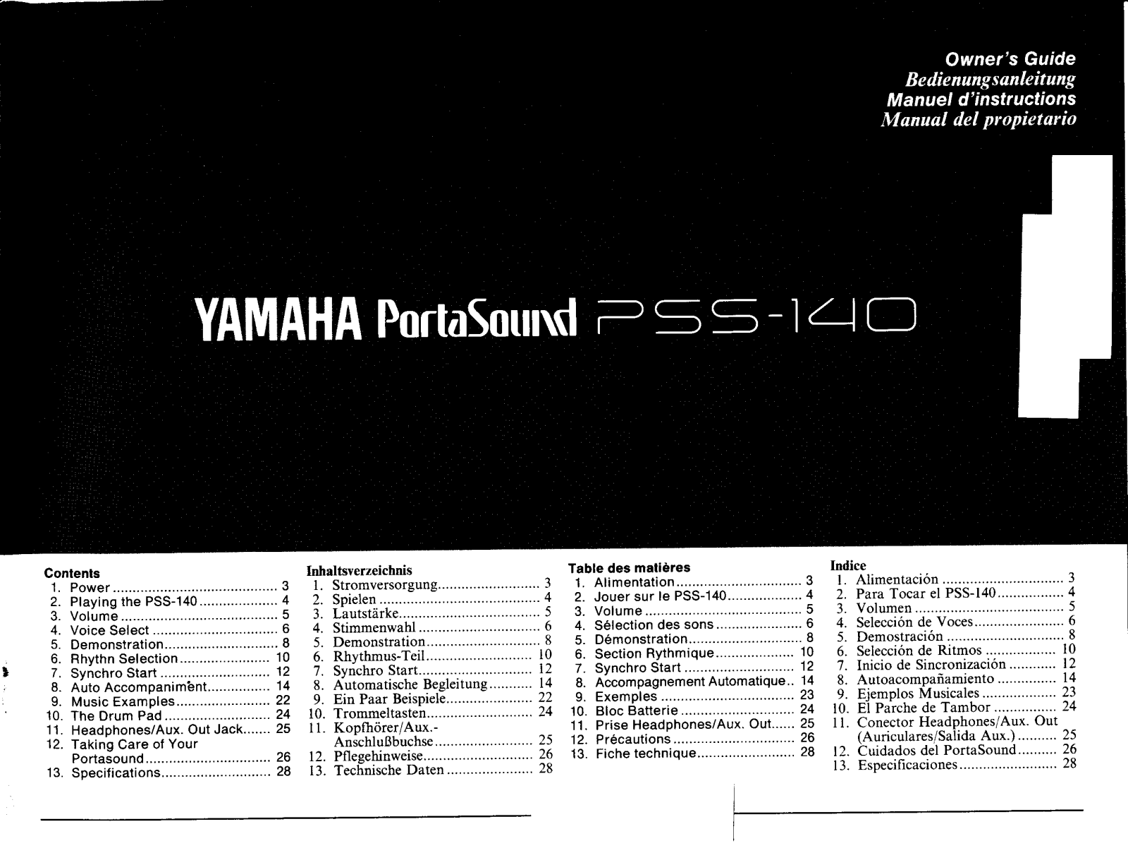 Yamaha PSS140E, PSS140 User Manual