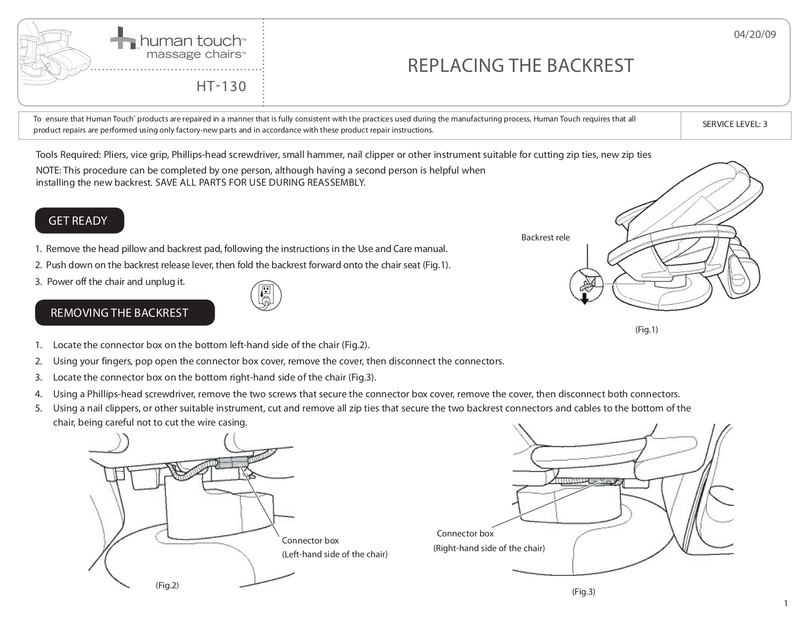 Human Touch HT-130 User Manual