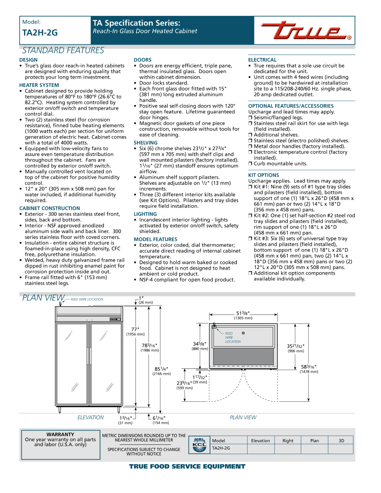 True TA2H-2G User Manual