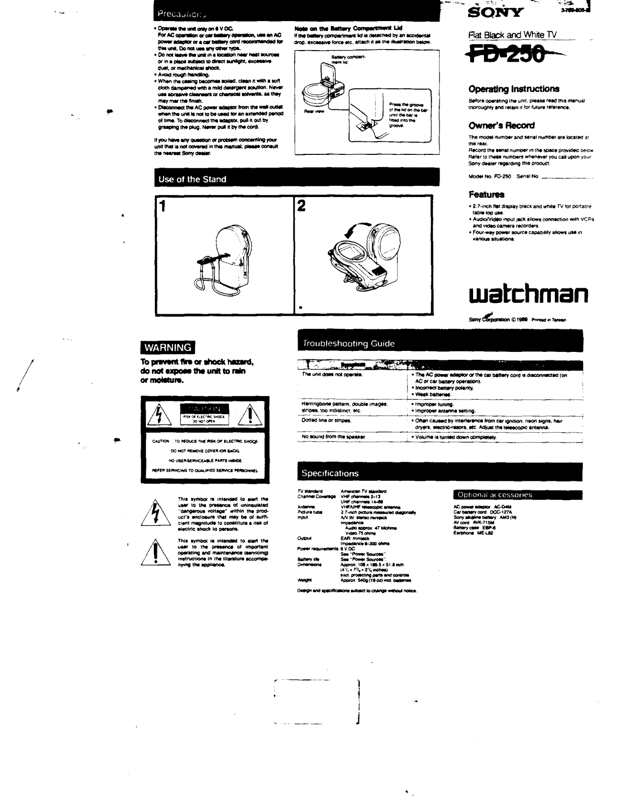 Sony XS-F1720 User Manual