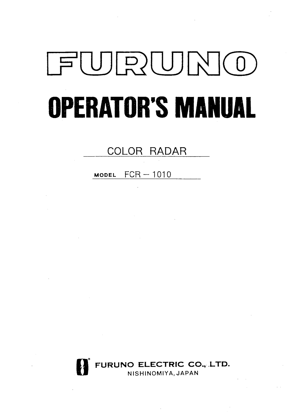 Furuno FCR-1010 User Manual