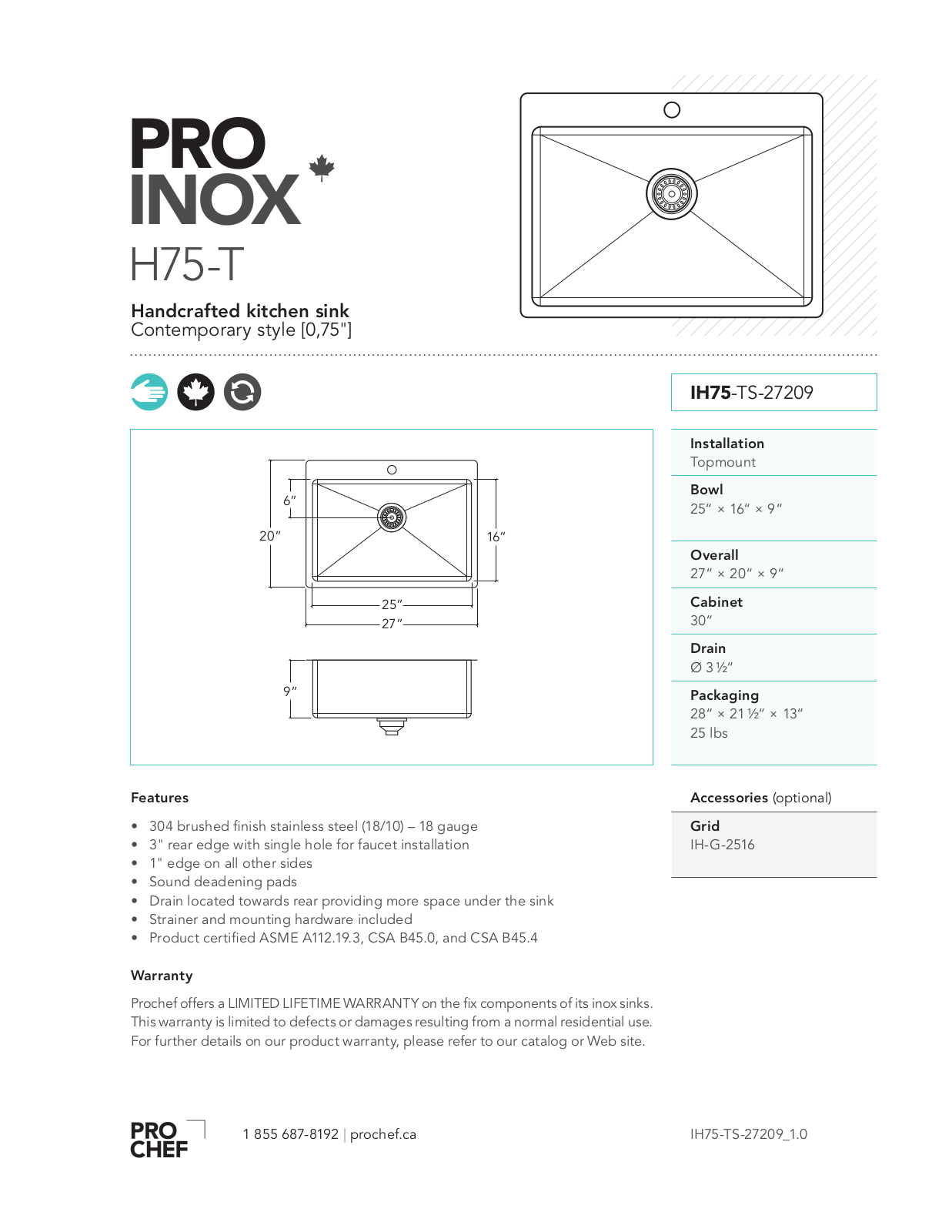 Julien IH75-TS-27209 User Manual