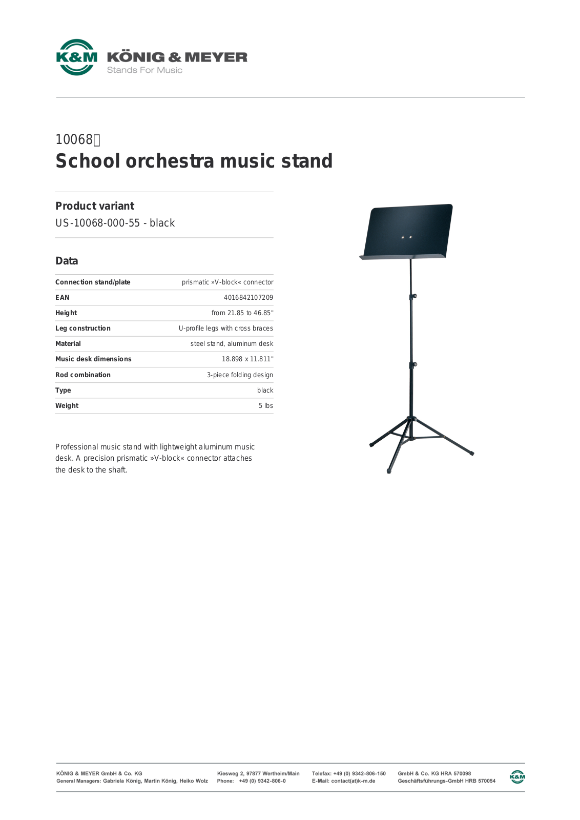 K&M 10068 Data Sheet