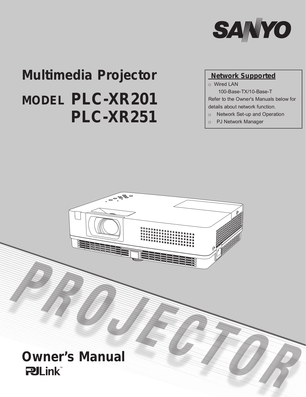 Sanyo PLC-XR251, PLC-XR201 User Manual