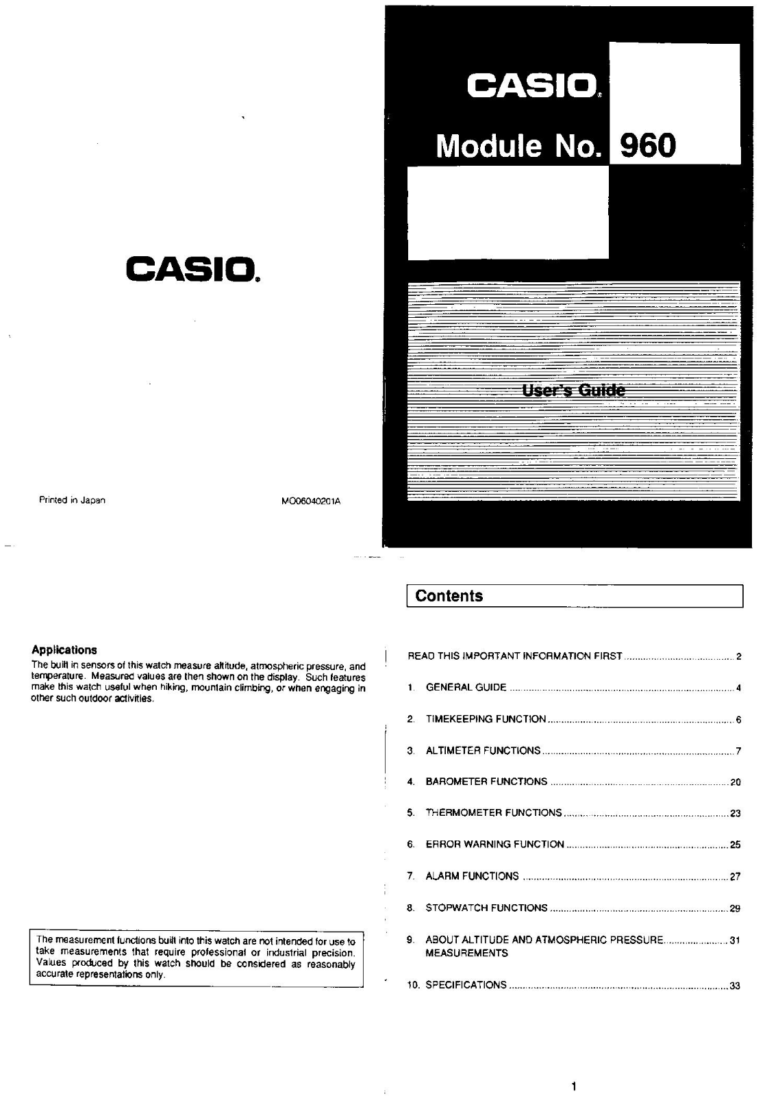 Casio QX-960 User Manual