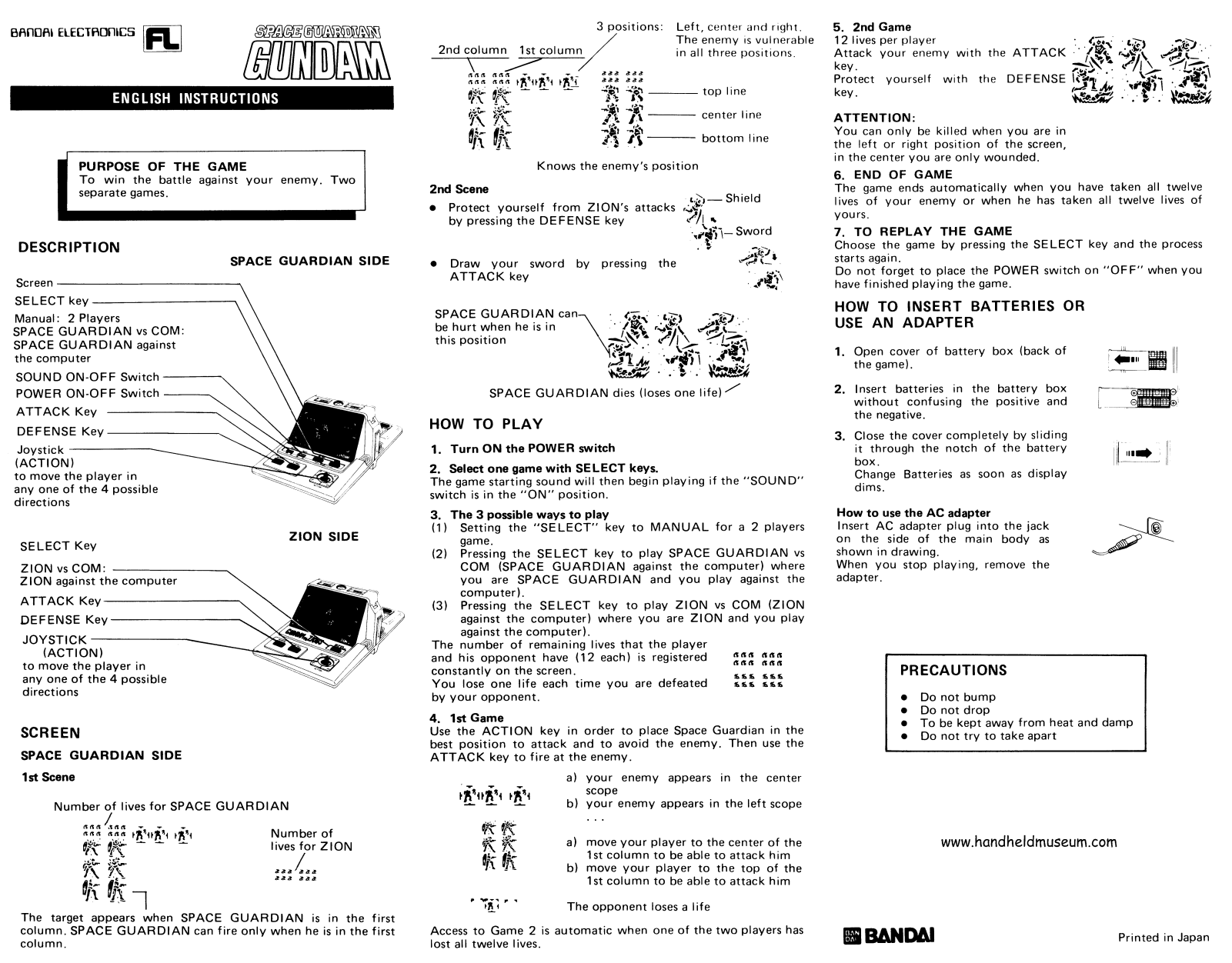 Bandai Space Guardian Gundam User Guide