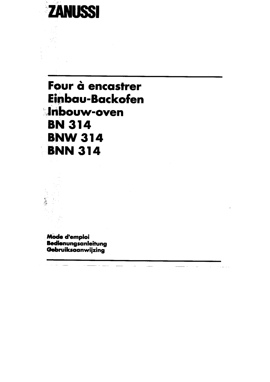 Zanussi BNW314, BN314, BNN314 User Manual