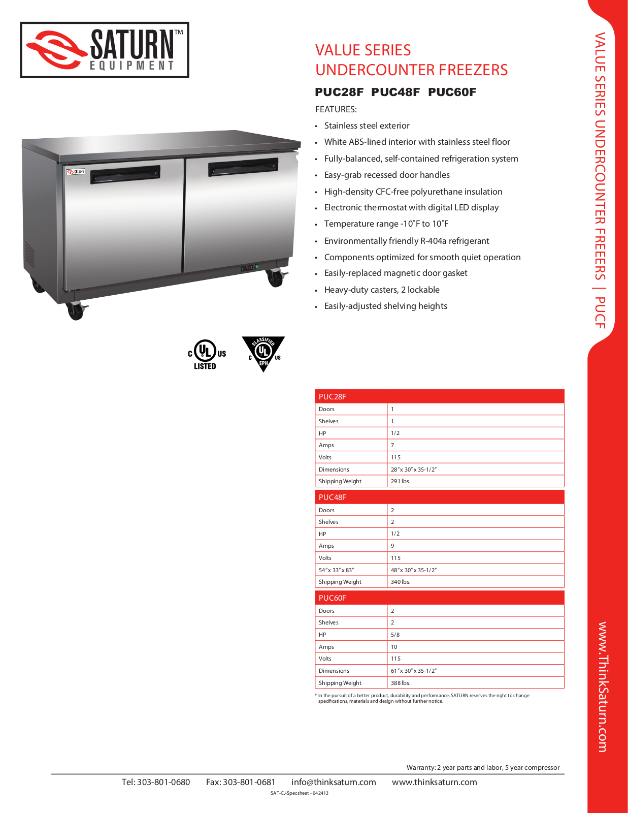 Saturn Equipment PUC28F User Manual