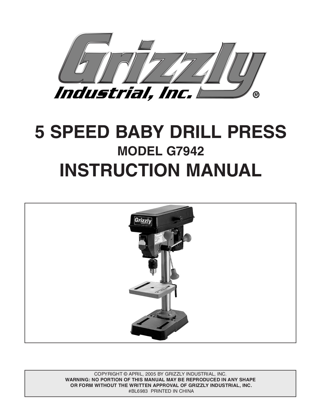 Grizzly G7942 User Manual