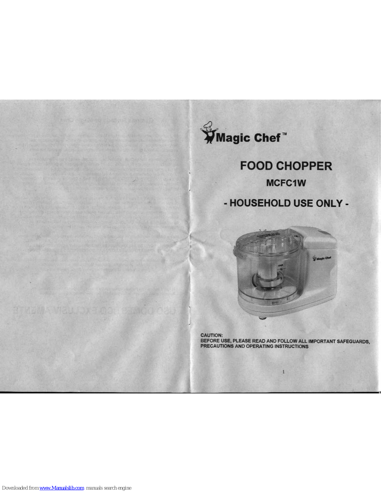 Magic Chef MCFC1W, FC1W Owner's Manual