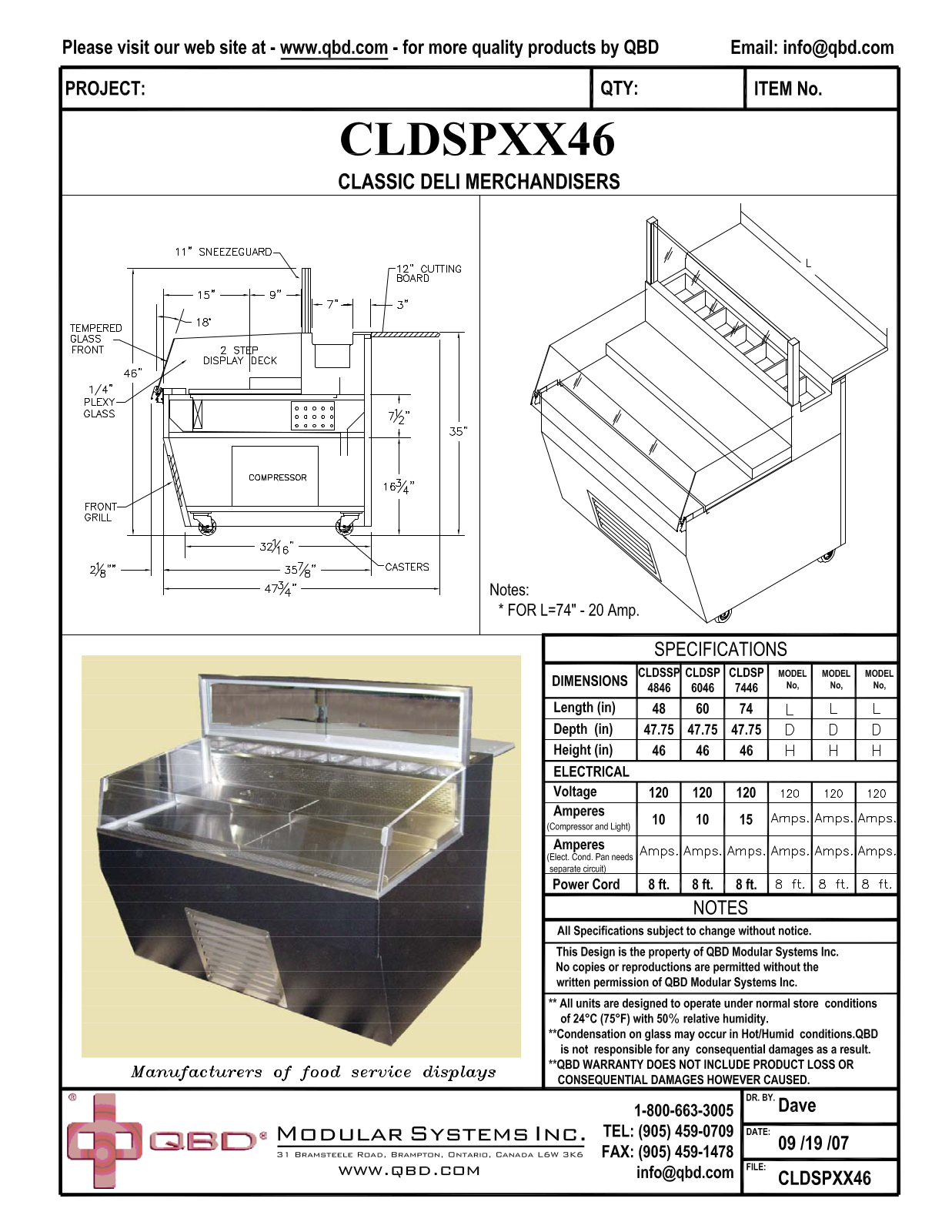 QBD CLDSPXX46 User Manual