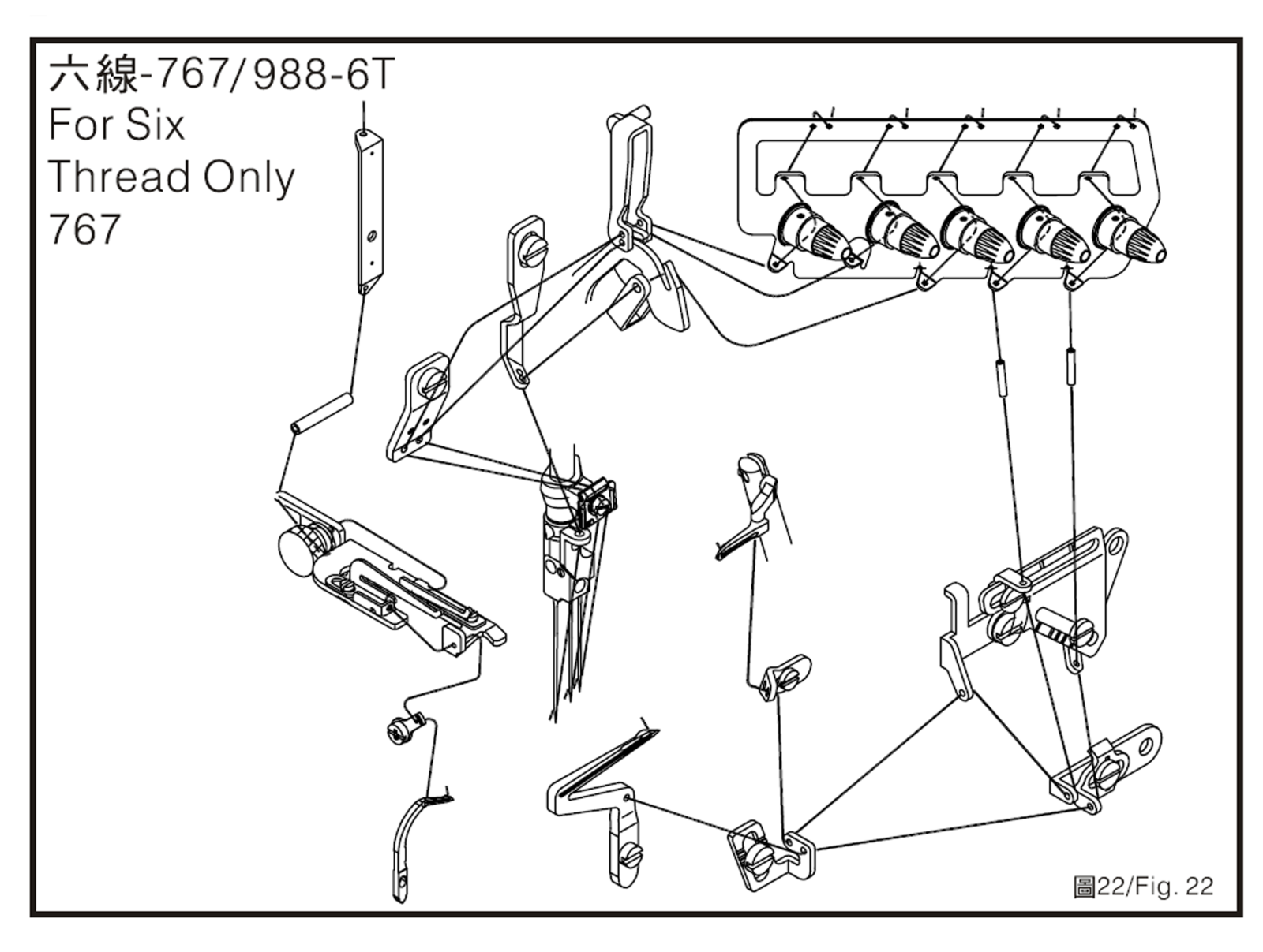 Siruba 767K 988-6T Threading Diagram