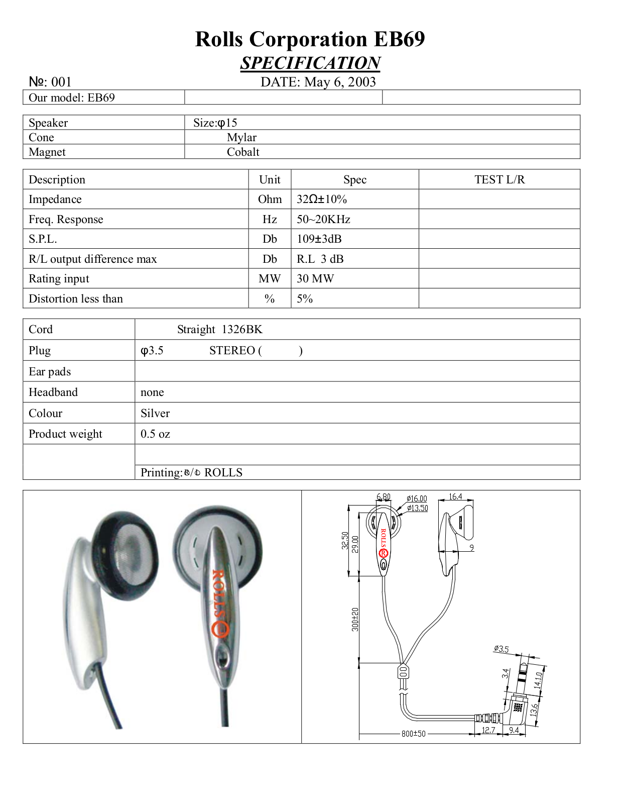 Rolls EB69 User Manual