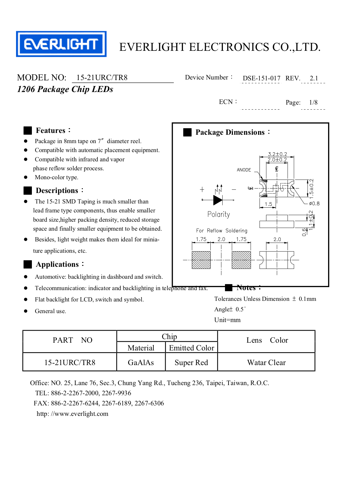 EVERLIGHT EVL 15-21SDRC Datasheet - ManualMachine.com