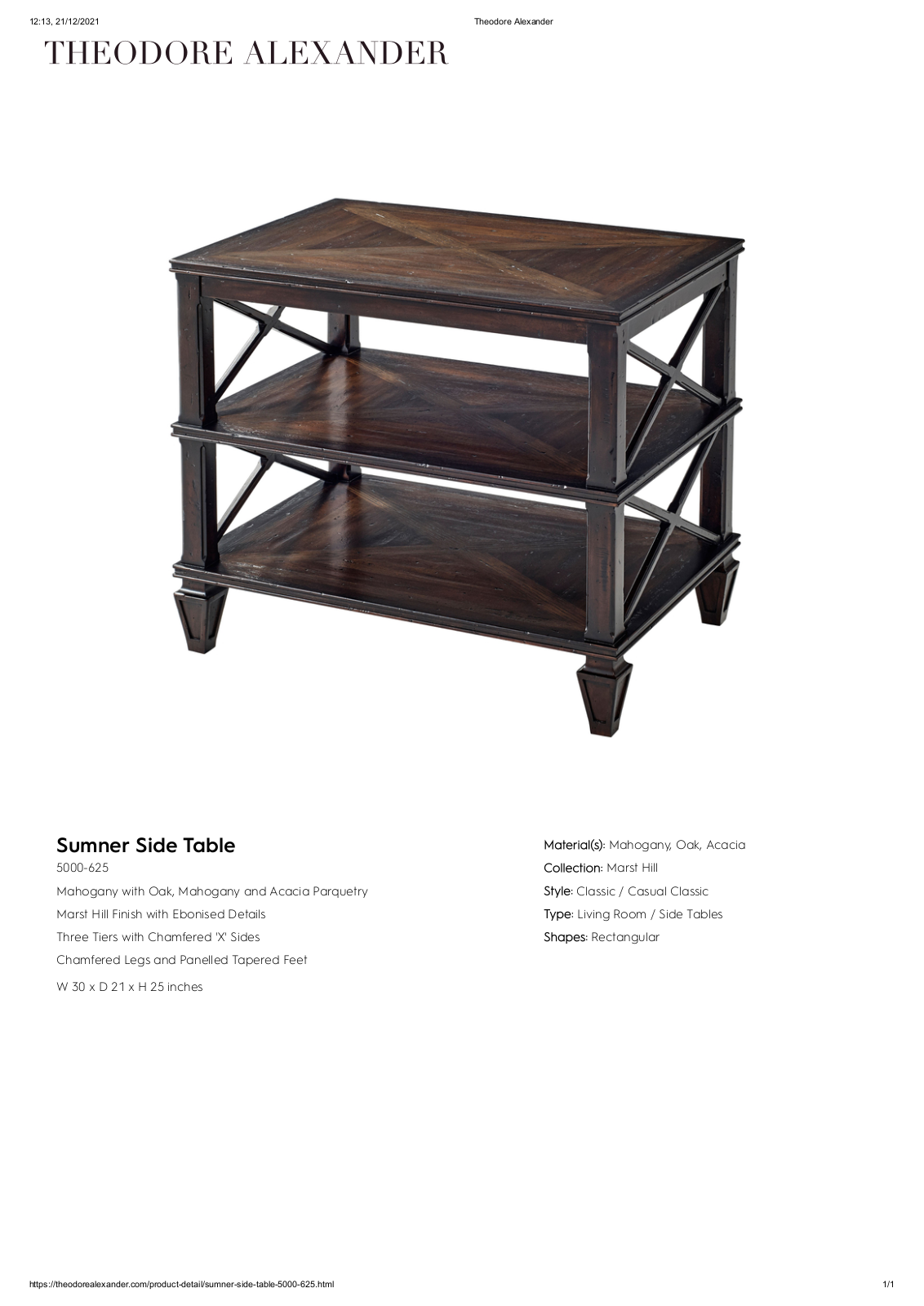 Theodore Alexander FPLJ2306 Specifications - ManualMachine.com