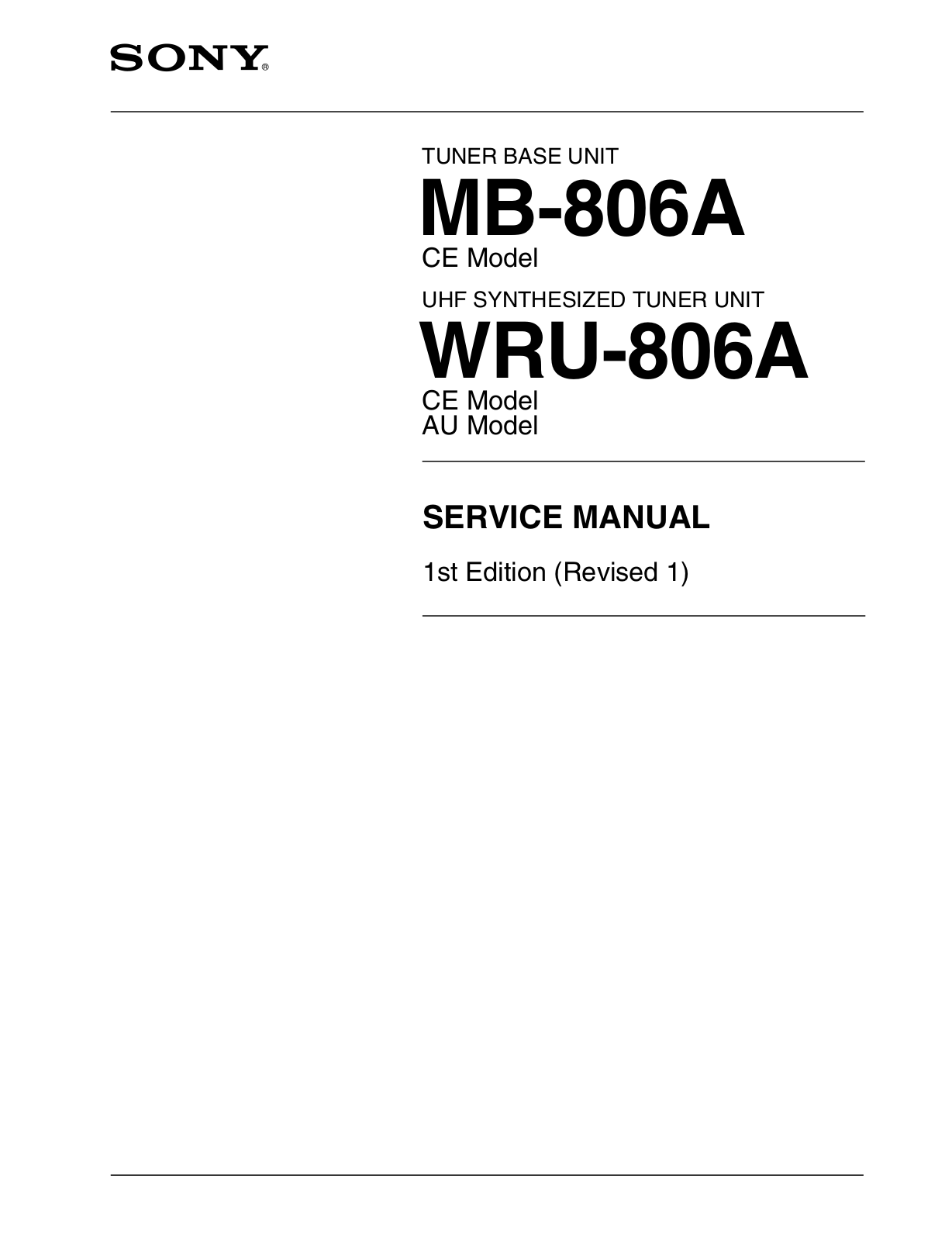 Sony WRU-806 A Schematic