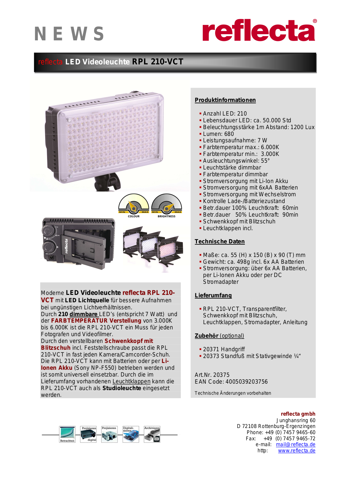 Reflecta RPL 210-VCT User Manual