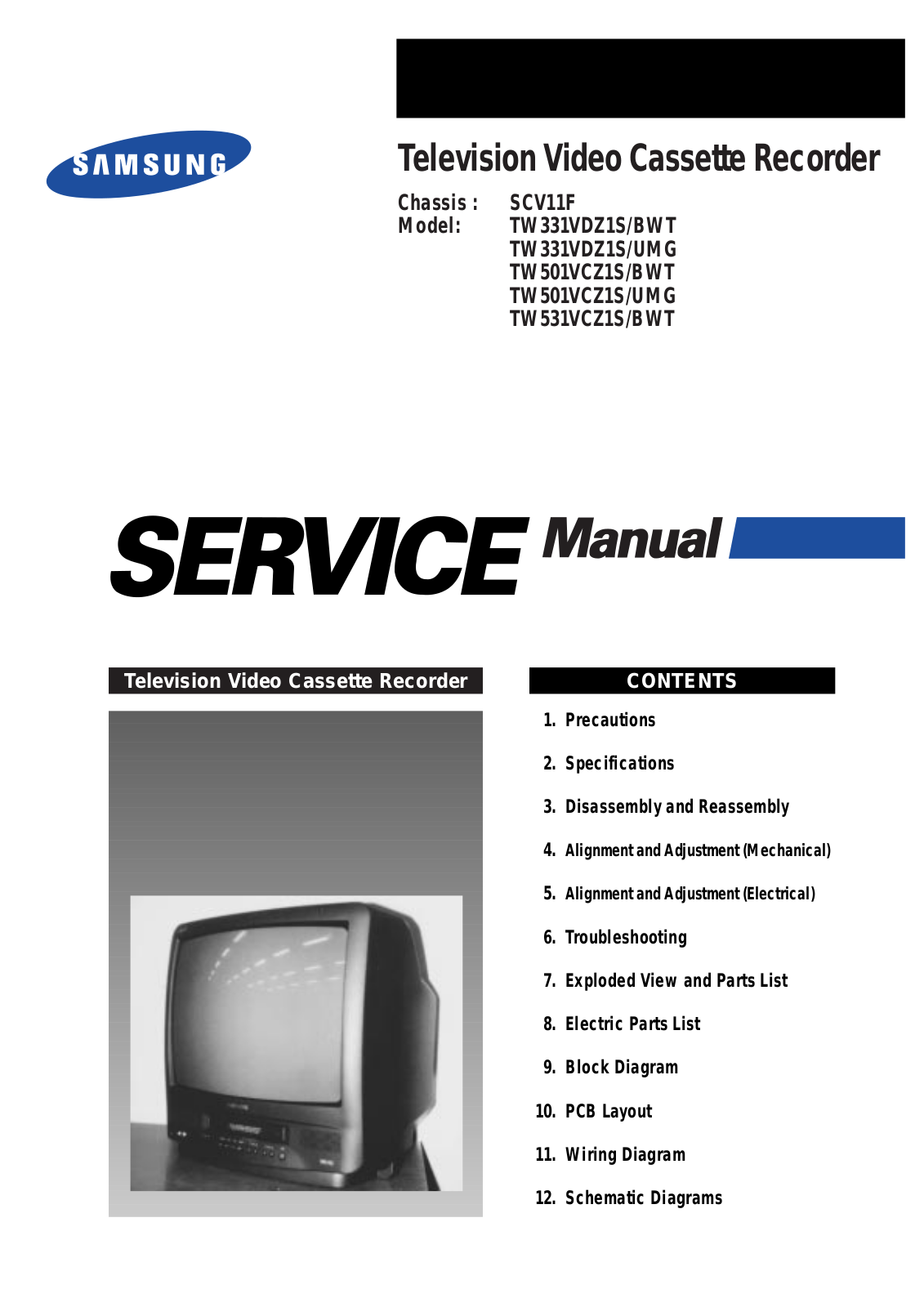 Samsung TW531VCZ1S, TW331VDZ1S, TW501VCZ1S-BWT Service Manual