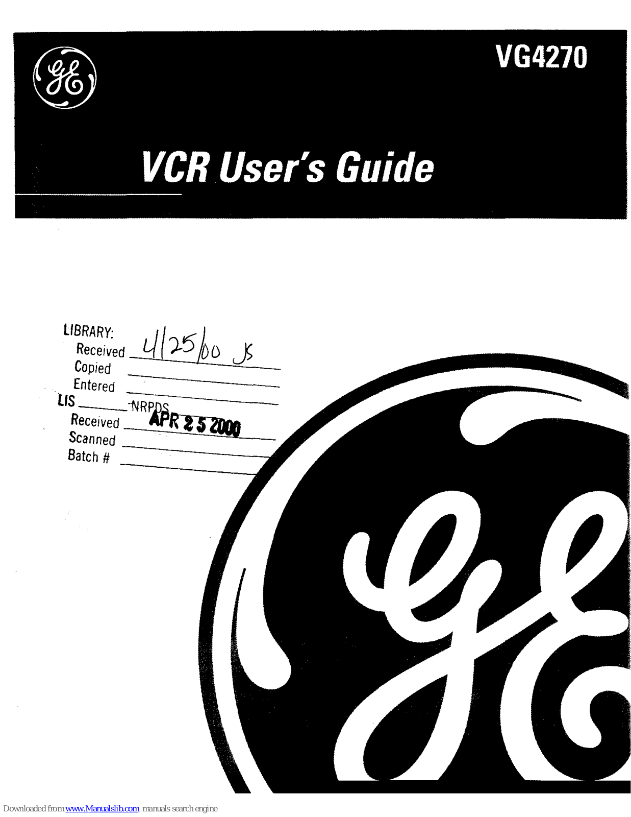 GE VG4270 User Manual - ManualMachine.com