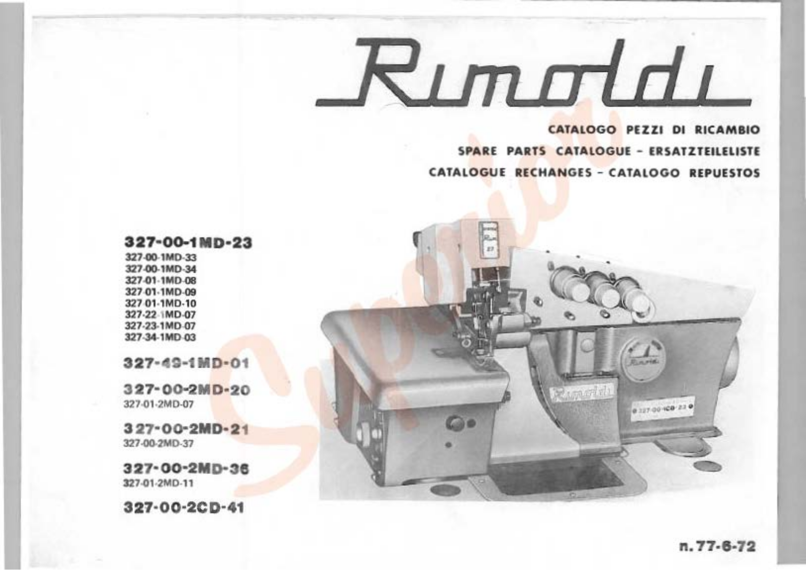 Rimoldi 327-00-1MD, 324-49-1MD, 327-00-2MD, 327-00-2CD User Manual