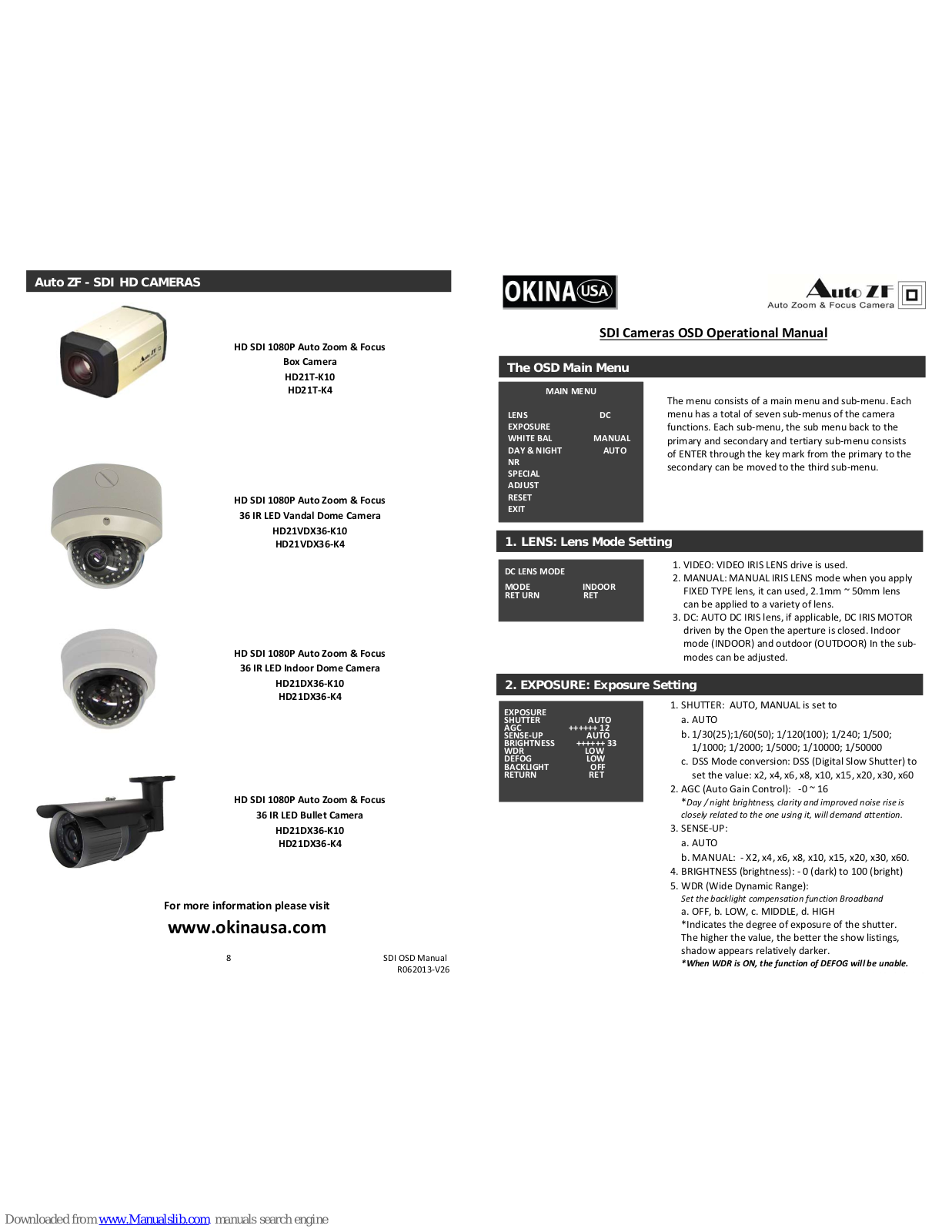 Okina HD21T?K10, HD21T?K4, HD21VDX36?K10, HD21VDX36?K4, HD21DX36?K10 Operational Manual