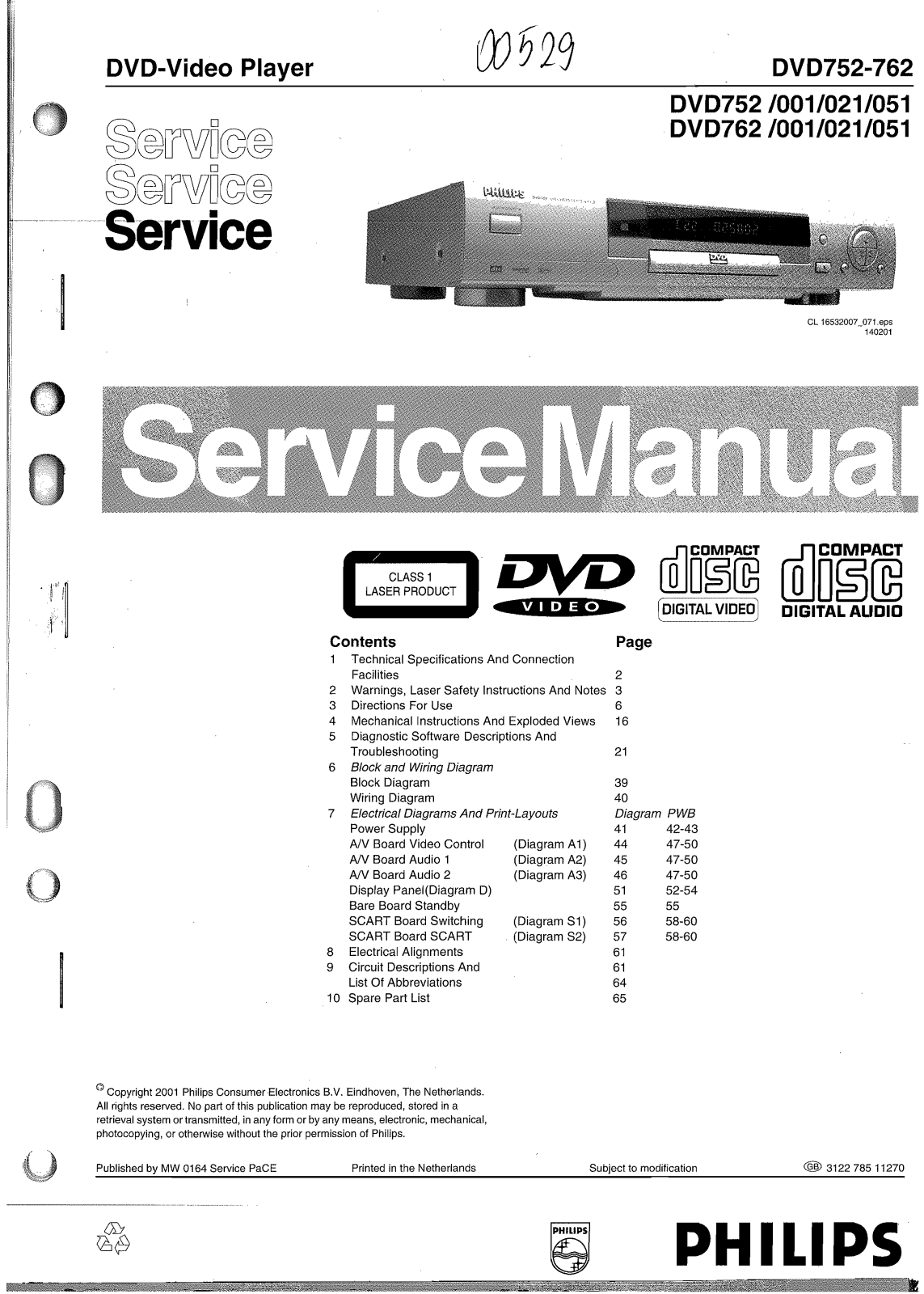 Philips DVD-752 Service Manual