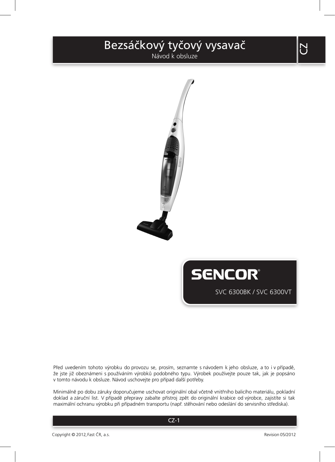 Sencor SVC 6300VT, SVC 6300BK User Manual