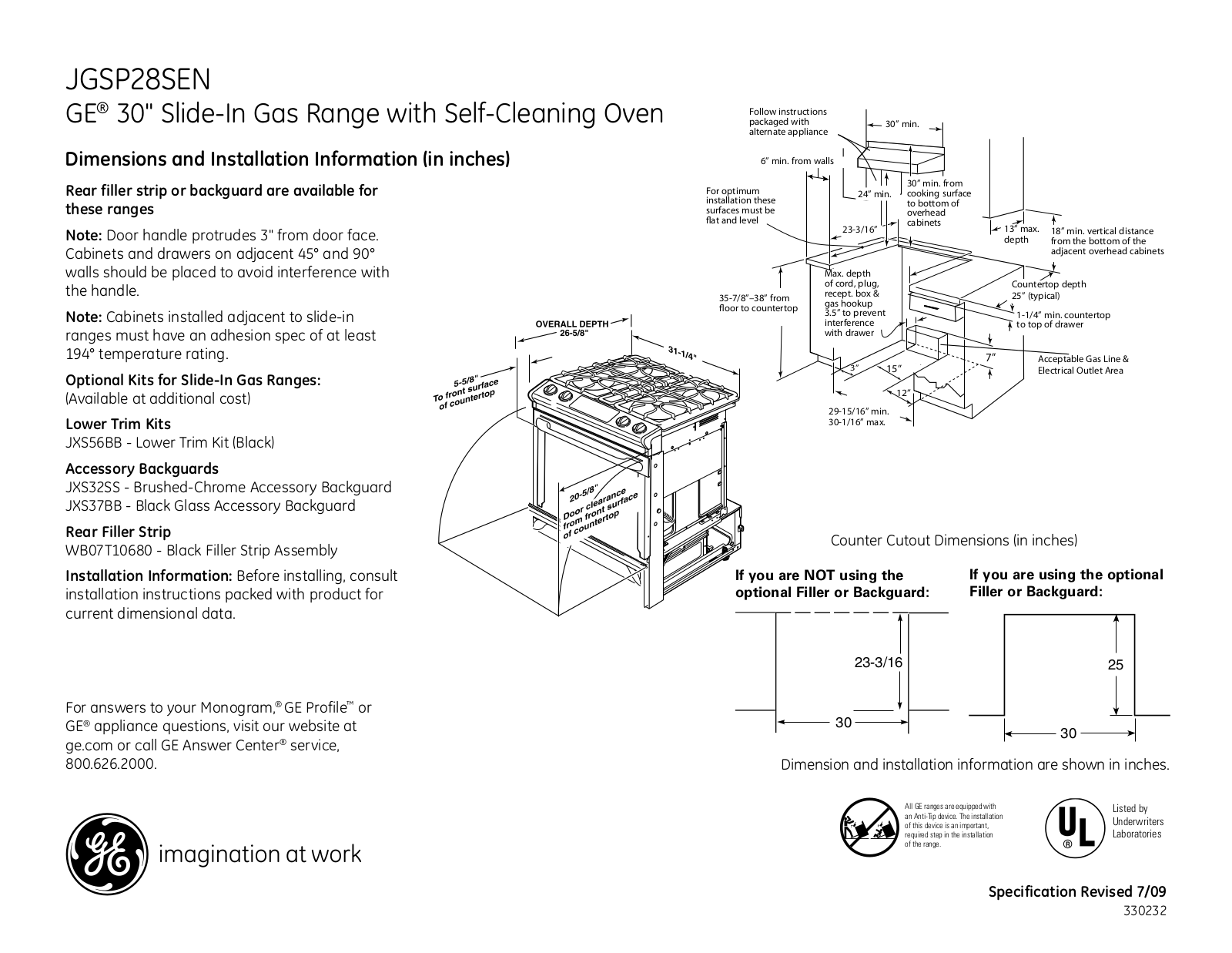 General Electric JGSP28SENSS User Manual