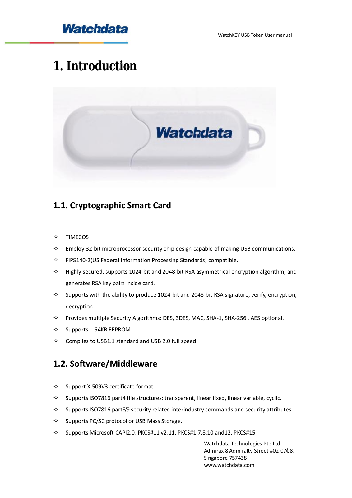 Watchdata Technologies WATCHKEY509 User Manual