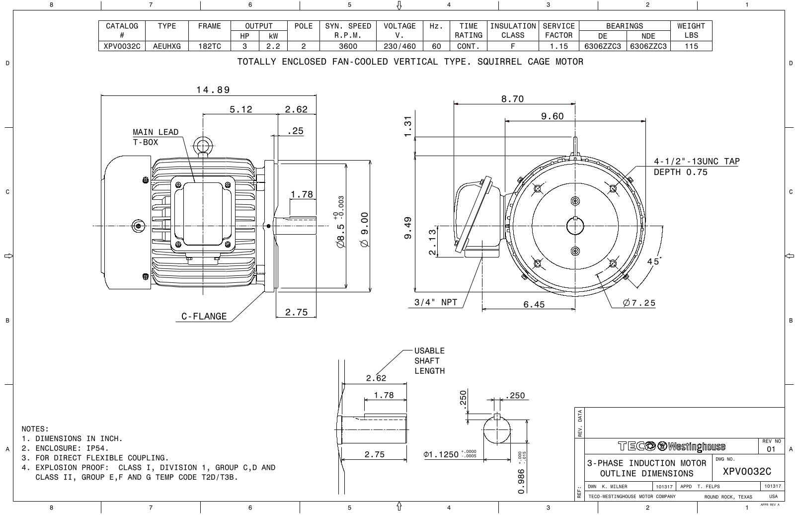 Teco XPV0032C Reference Drawing