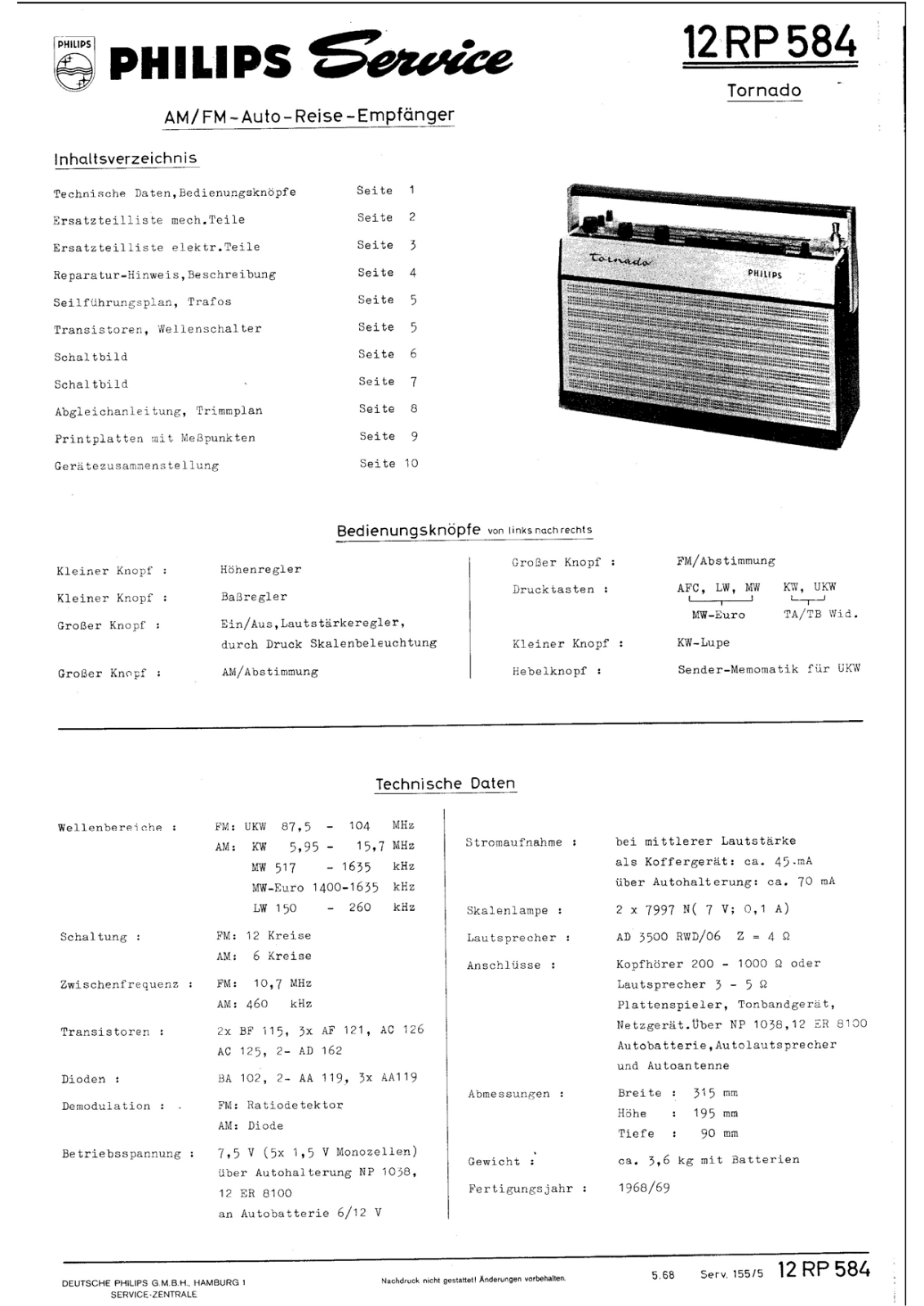 Philips 12-RP-584 Service Manual