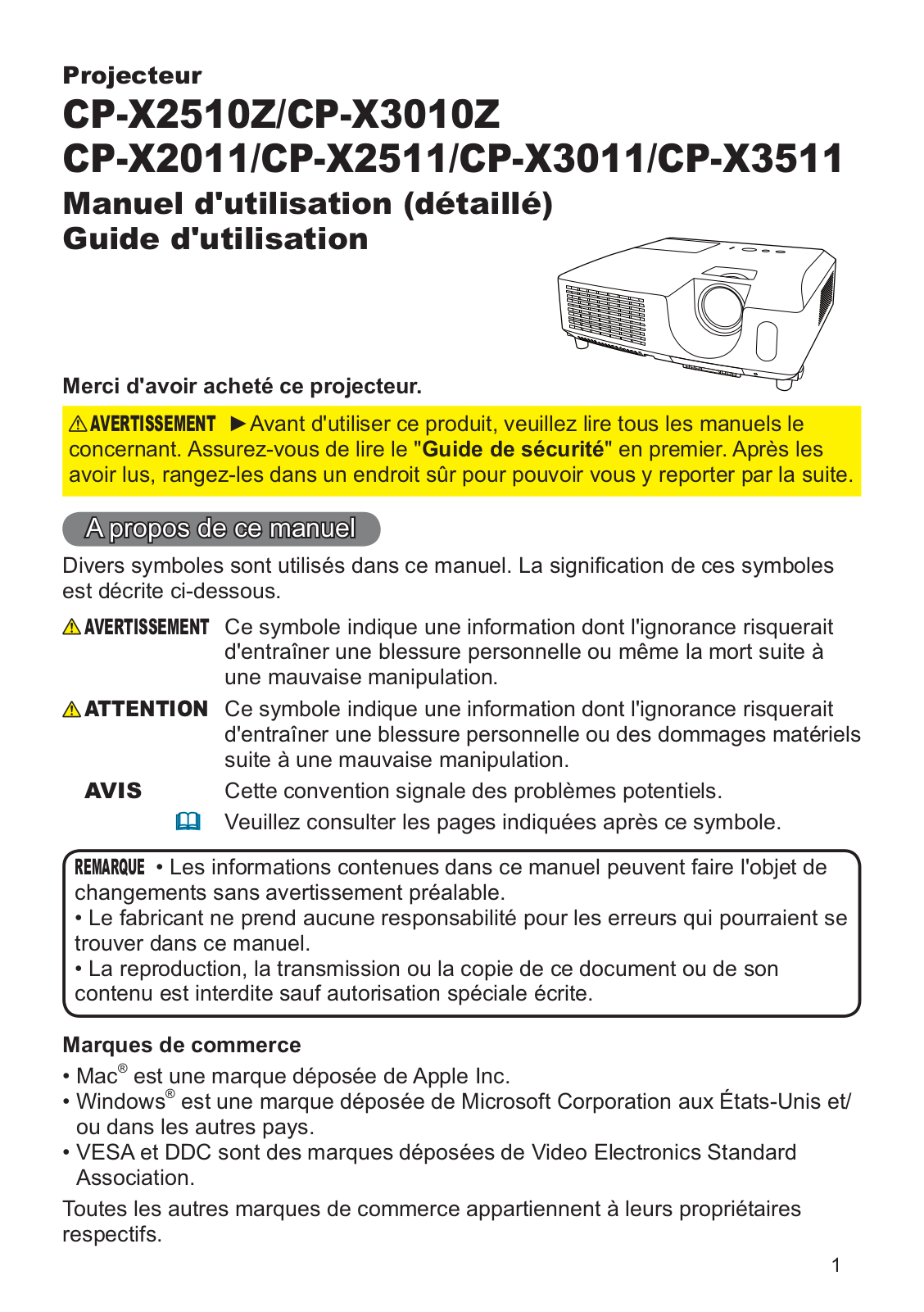 HITACHI CP-X3010ZEF, CP-X2510ZEF User Manual