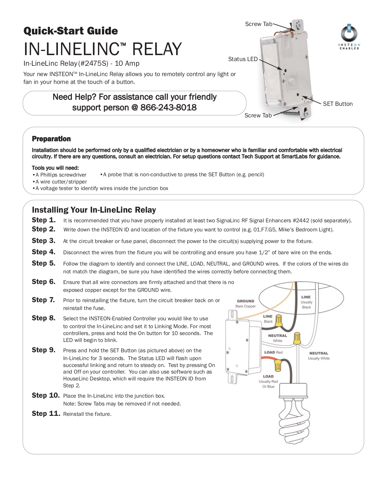 INSTEON In-LineLinc 2475S Quick Start Manual