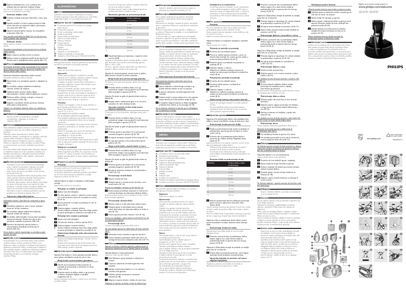 Philips QG 3030, QG3040 User Manual